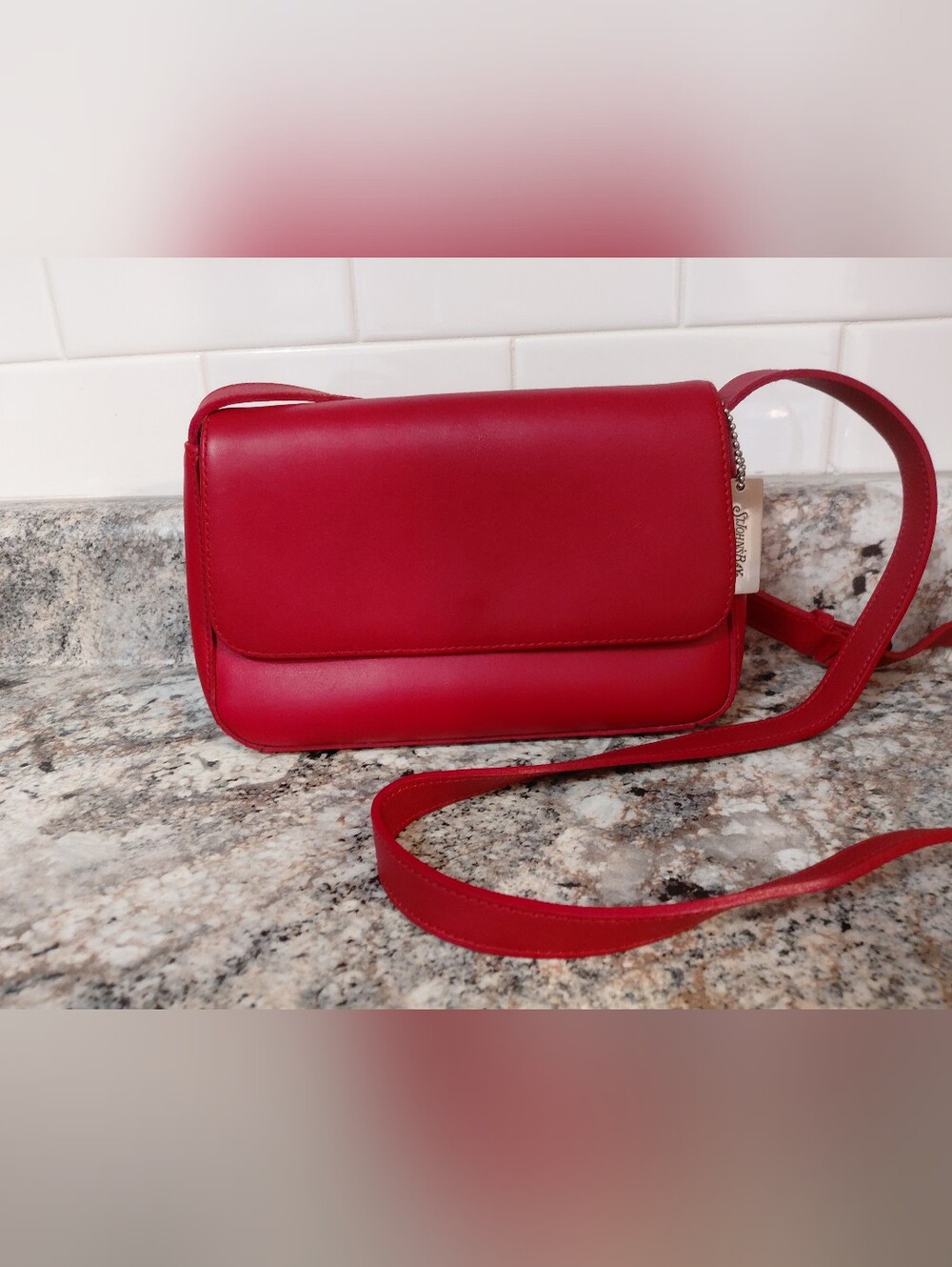 St. John's Bay Small Fire Engine Red Leather Crossbody Purse